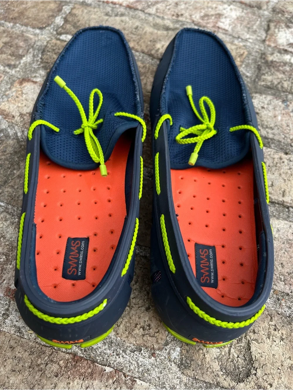 Swims Braided Lace Loafers Men's Size 12 Navy/Lime Moccasins Driving Water Shoes